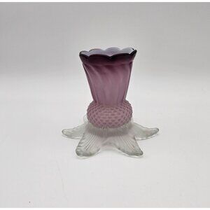 Antique Blown Glass Cased Purple Satin Small Flower Shape Vase